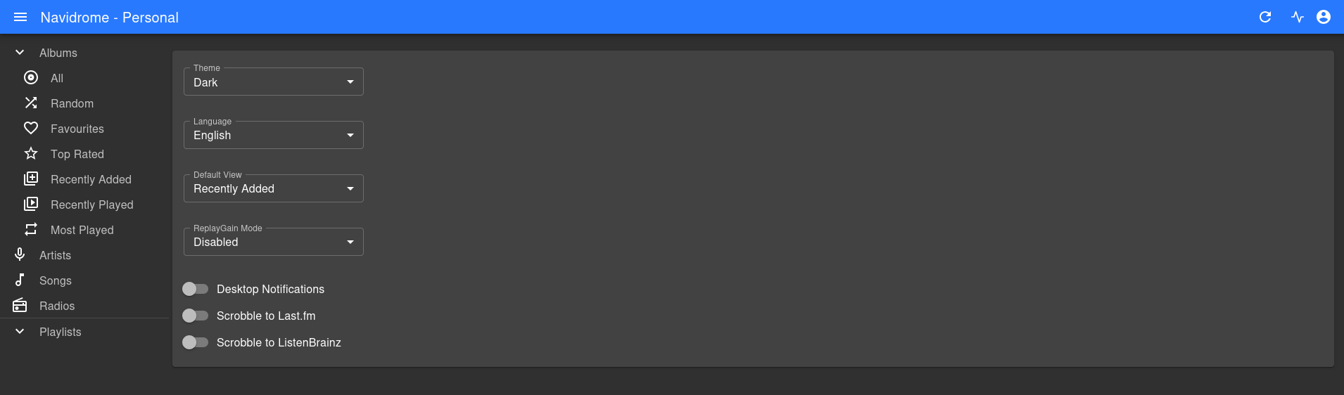 A menu screen