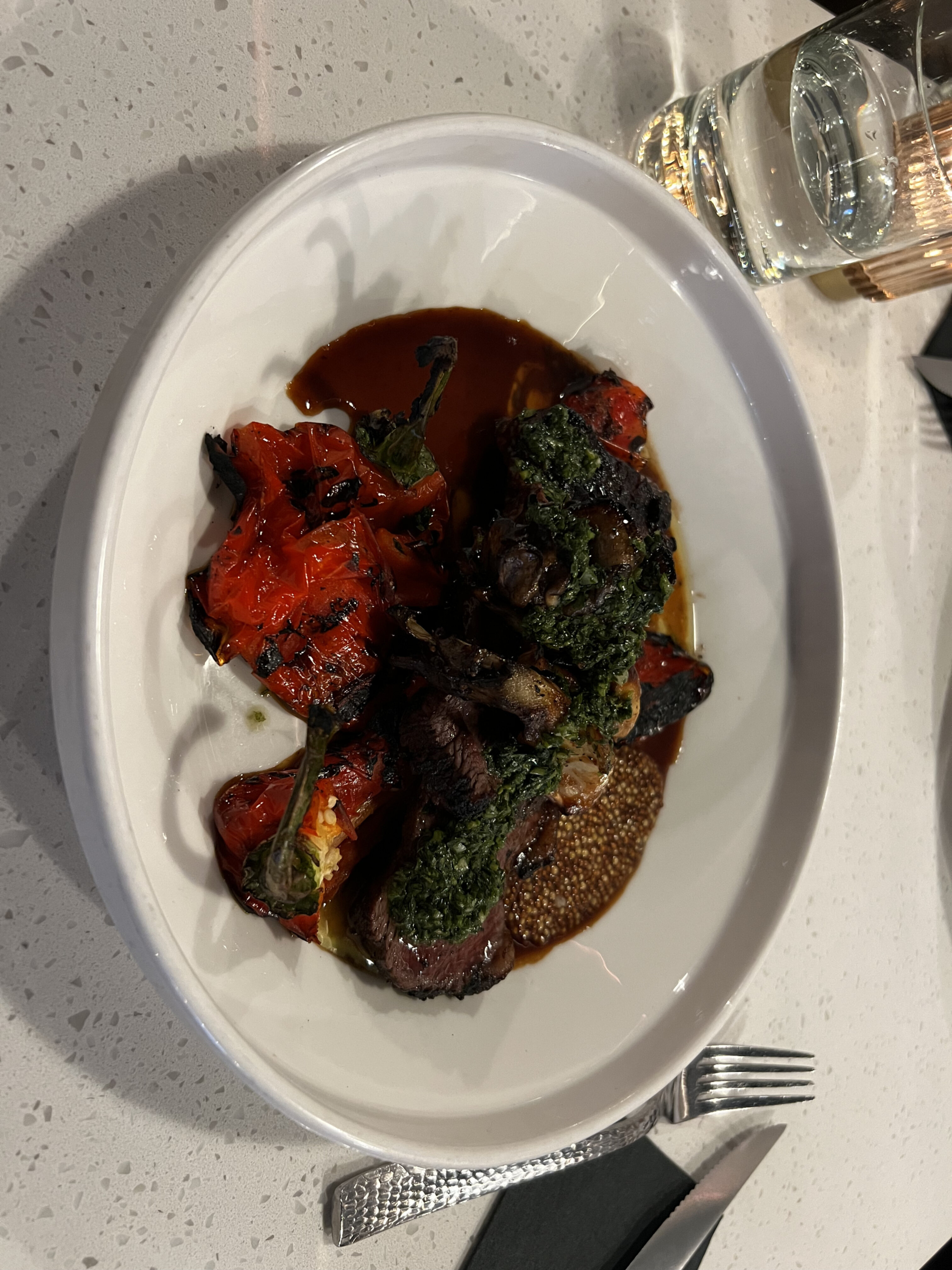 Picanha with Maitake, Nardello Pepper, Mustard Seed, Marchande du Vin