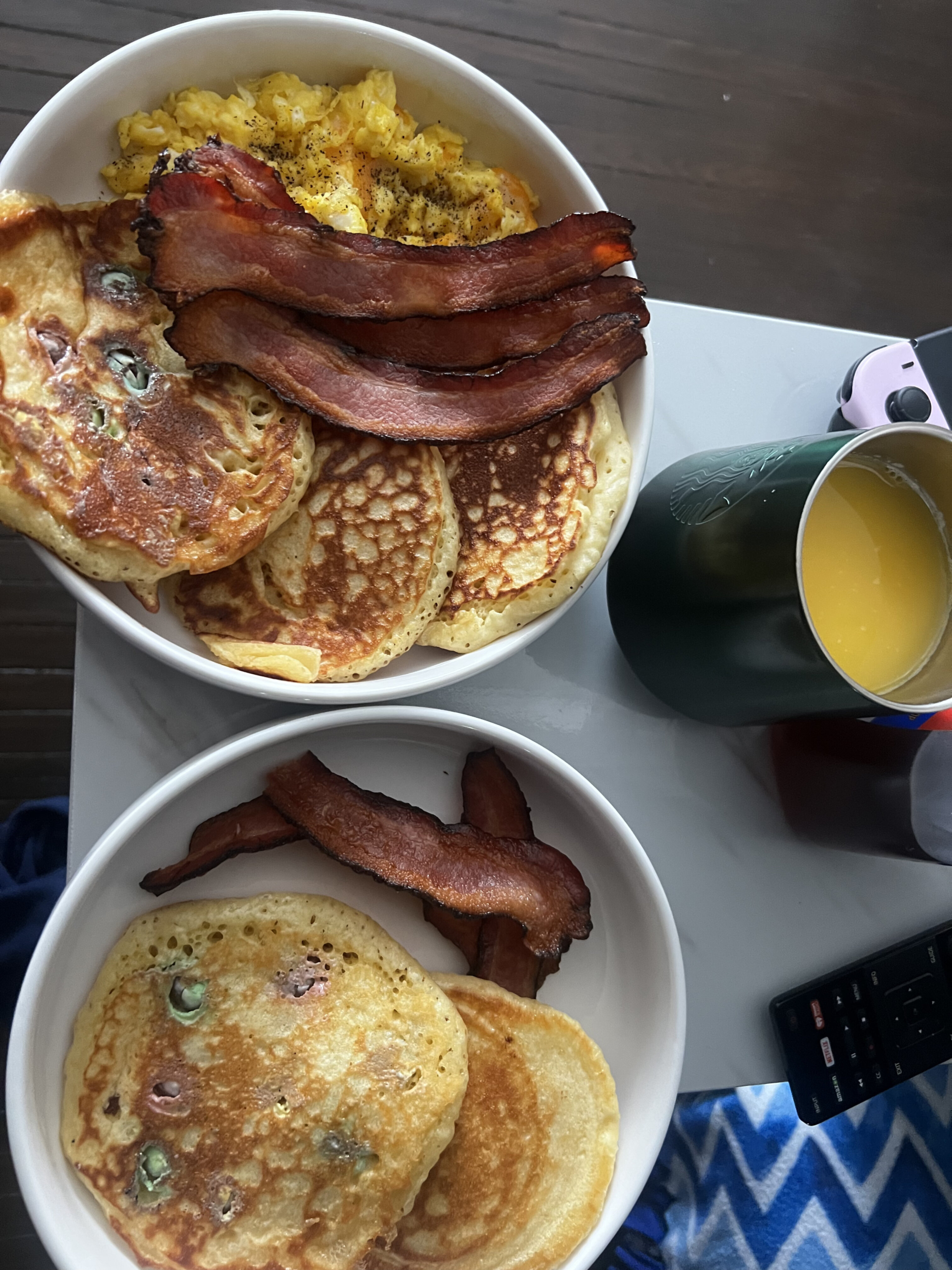 Pancakes for breakfast (she didn&rsquo;t want eggs)
